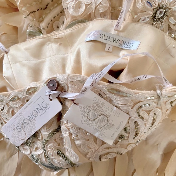 SUE WONG Nocturne Collection Formal Beaded Gown for Wedding, Red Carpet, Rare - Picture 12 of 12